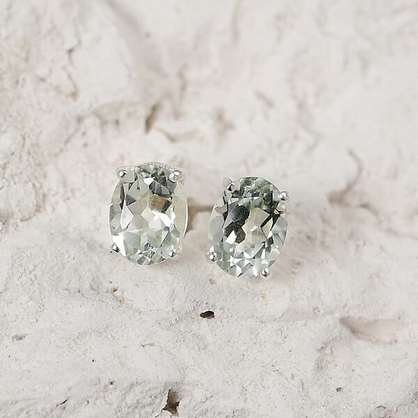 D'Joy Montezuma Prasiolite 2.25 Ctw Solitaire Stud Earrings In Sterling Silver