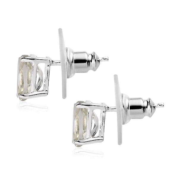 D'Joy Montezuma Prasiolite 2.25 Ctw Solitaire Stud Earrings In Sterling Silver