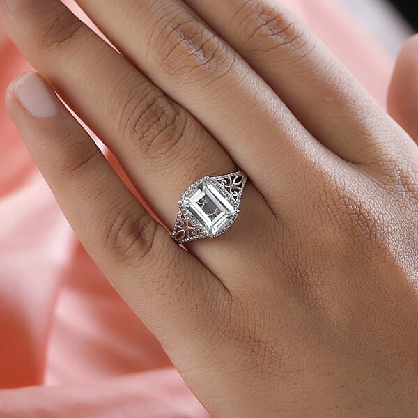 D'Joy Montezuma Prasiolite 3.25 Ctw Solitaire Ring In Platinum Over Sterling Silver