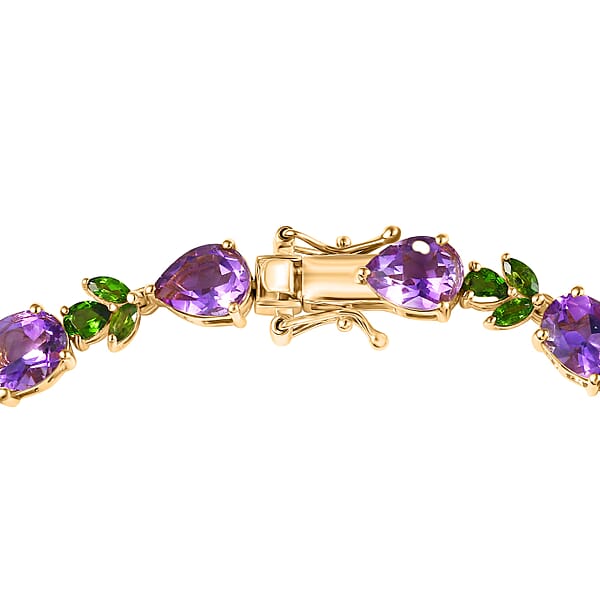 D'Joy Moroccan Amethyst And Chrome Diopside 19.00 Ctw Forest Bloom Bracelet In 18K Vermeil Yellow Gold Over Sterling Silver (8.00 In)