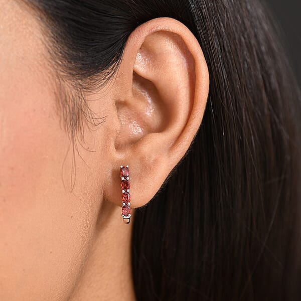 D'Joy Mozambique Garnet 1.80 Ctw Earrings In Rhodium Over Sterling Silver