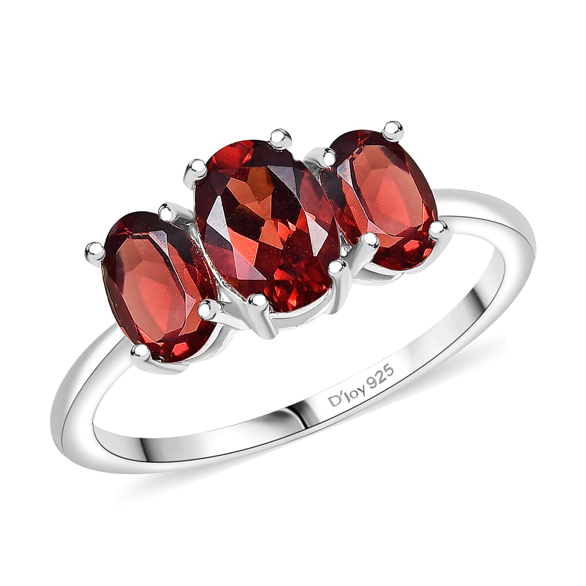 D'Joy Mozambique Garnet 2.10 ctw Ring in Rhodium Over Sterling Silver