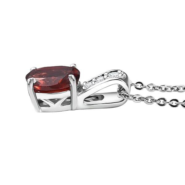 D'Joy Mozambique Garnet And White Zircon 1.10 Ctw Pendant Necklace In Rhodium Over Sterling Silver 20 Inches