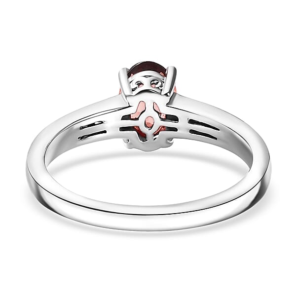 D'Joy Mozambique Garnet And White Zircon 1.25 Ctw Ring In Rhodium Over Sterling Silver