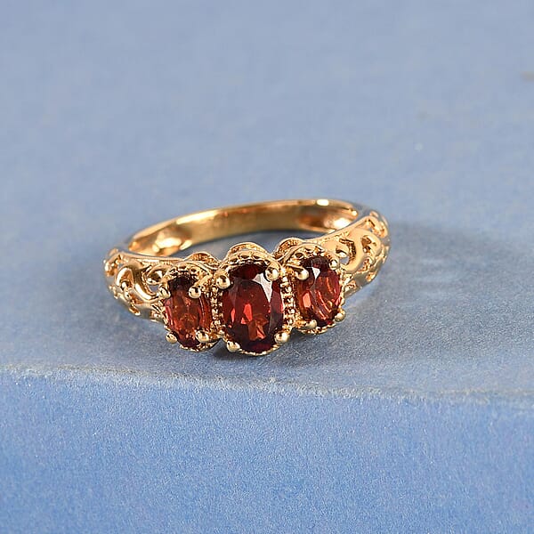 D'Joy Mozambique Garnet Ring In 14K YG Over Sterling Silver 1.10 Ctw