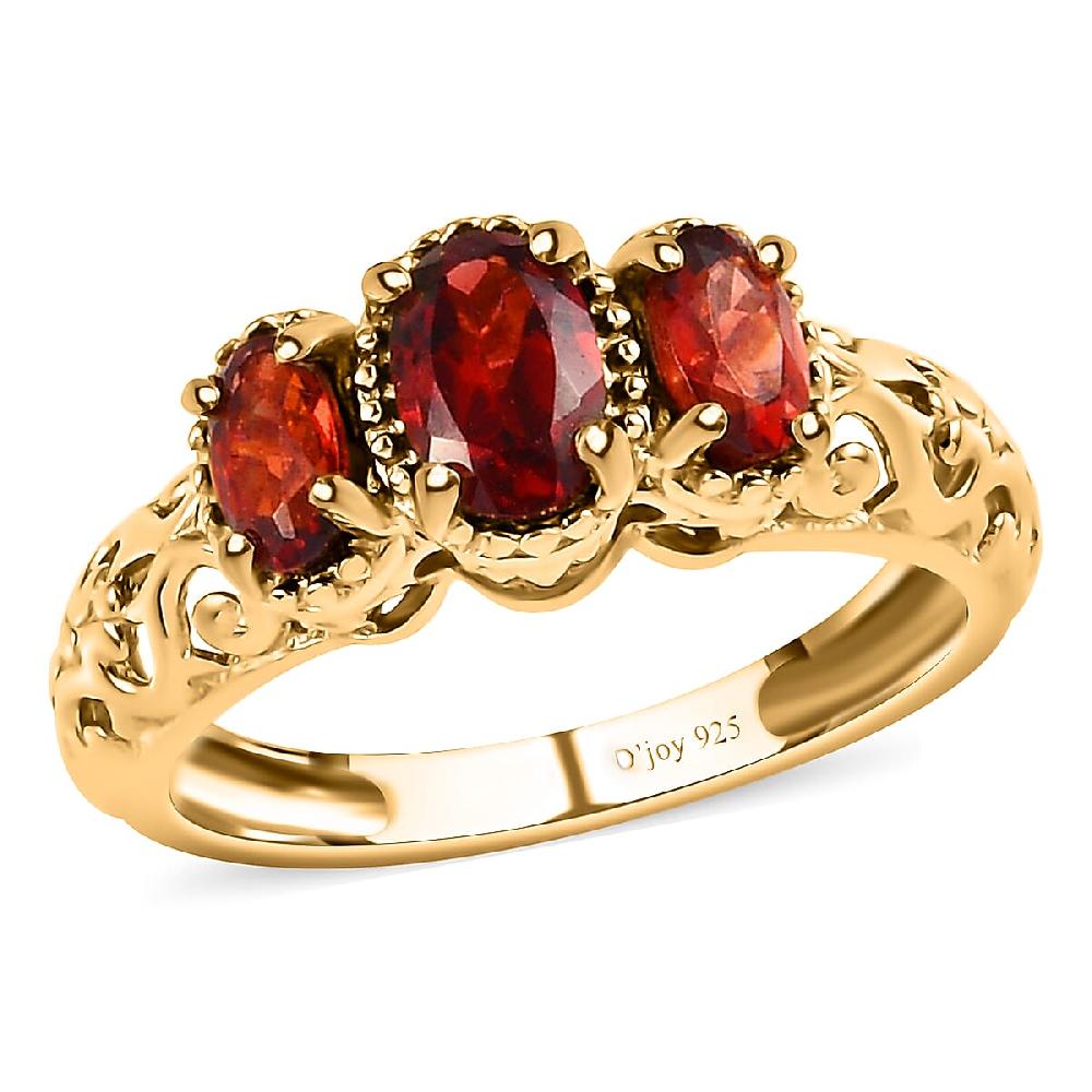 D'Joy Mozambique Garnet Ring in 14K YG Over Sterling Silver 1.10 ctw