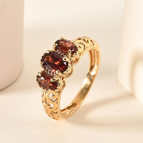 D'Joy Mozambique Garnet Ring In 14K YG Over Sterling Silver 1.10 Ctw