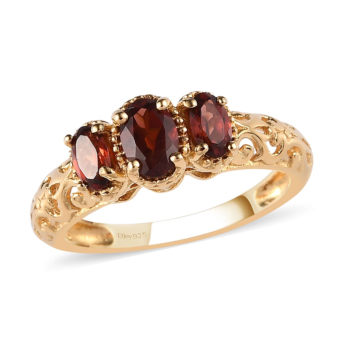 D'Joy Mozambique Garnet Ring in 14K YG Over Sterling Silver 1.10 ctw