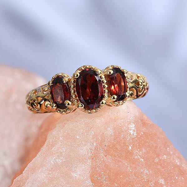 D'Joy Mozambique Garnet Ring In 14K YG Over Sterling Silver 1.10 Ctw