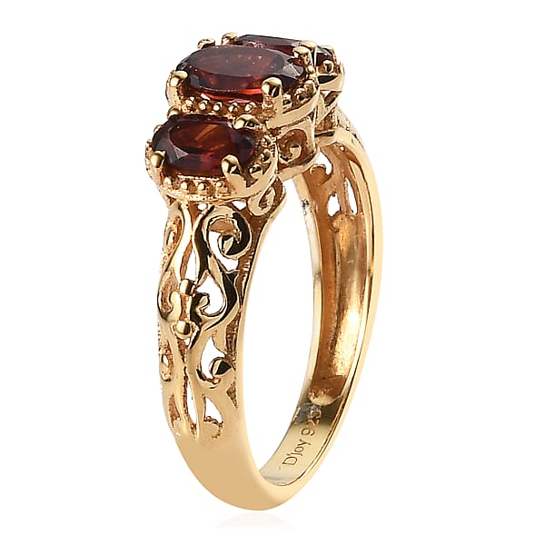 D'Joy Mozambique Garnet Ring In 14K YG Over Sterling Silver 1.10 Ctw