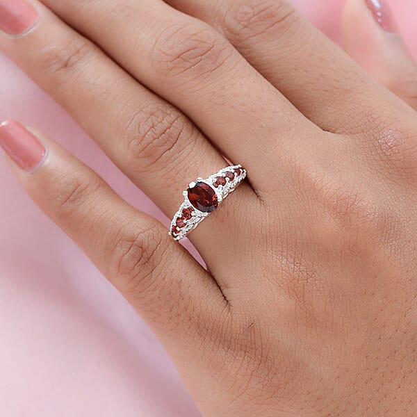 D'Joy Mozambique Garnet Ring In Sterling Silver 1.40 Ctw