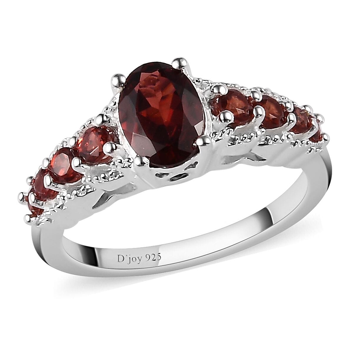 D'Joy Mozambique Garnet Ring in Sterling Silver 1.40 ctw