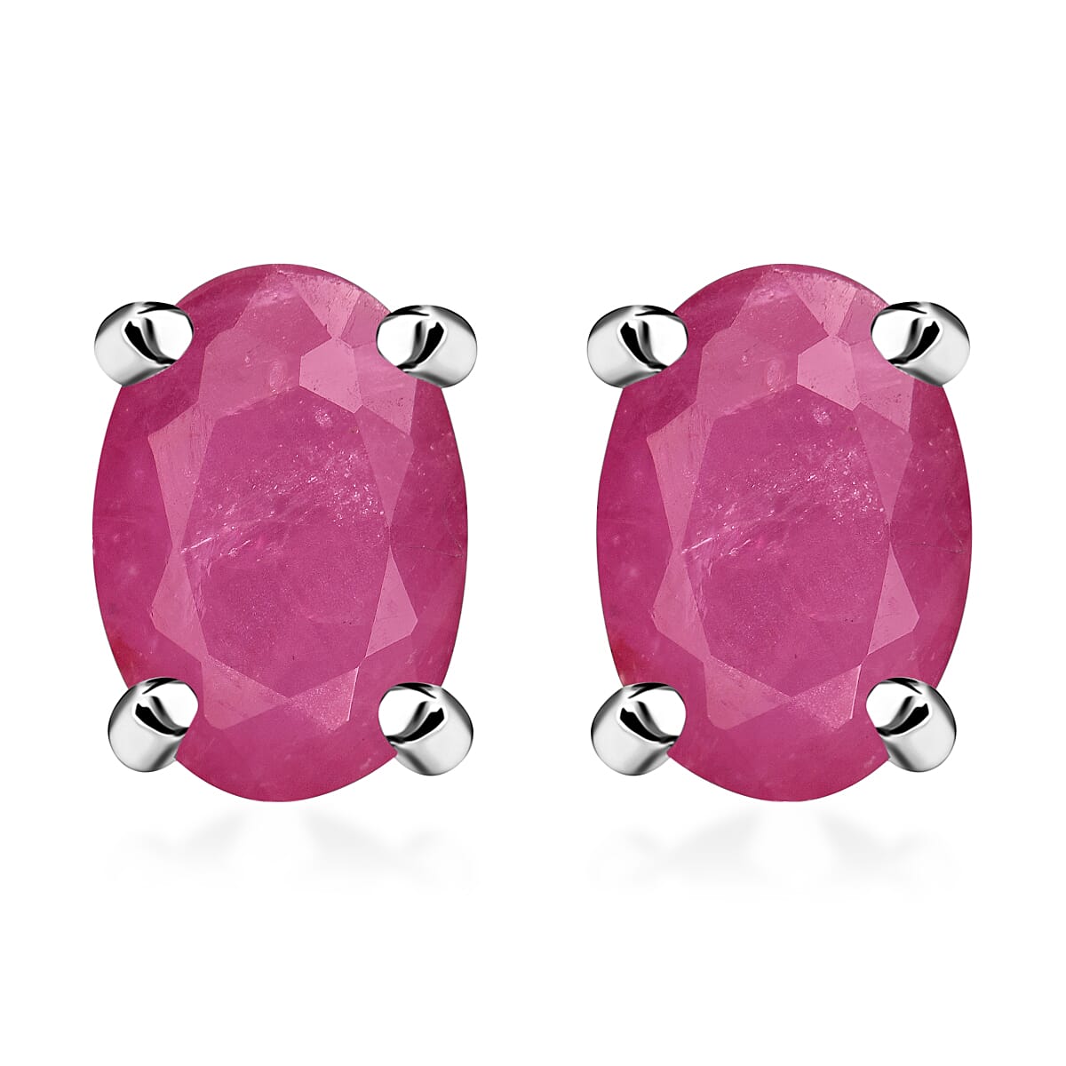 D'Joy Mozambique Ruby 1.15 ctw Earrings in Platinum Over Sterling Silver