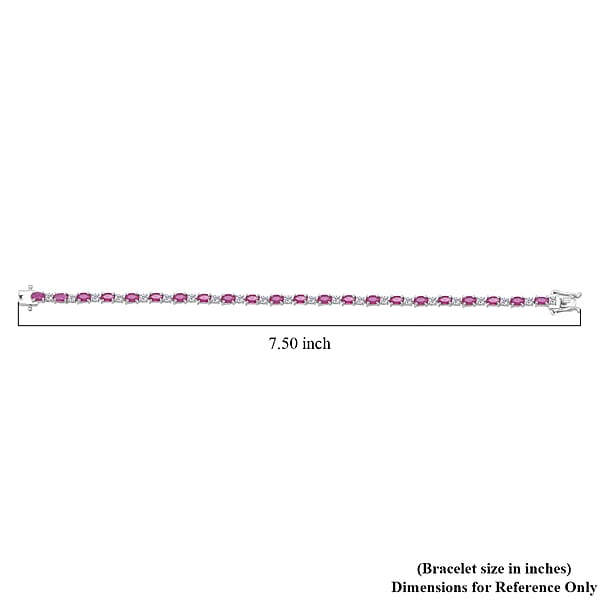 D'Joy Mozambique Ruby And Moissanite 7.50 Ctw Bracelet In Rhodium Over Sterling Silver (7.25 In)