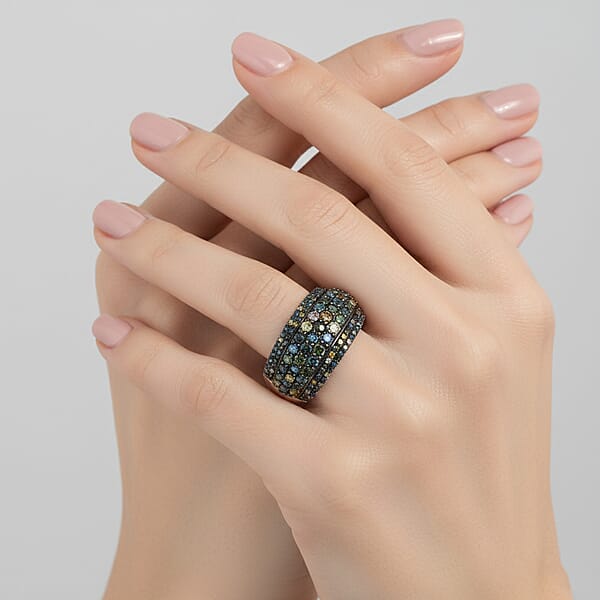 D'Joy Mult Color Diamond Ring In Rhodium Over Sterling Silver 2.00 Ctw