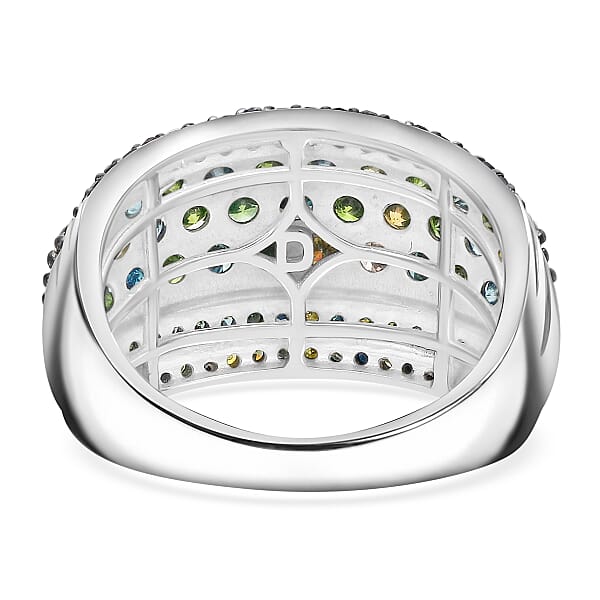 D'Joy Mult Color Diamond Ring In Rhodium Over Sterling Silver 2.00 Ctw
