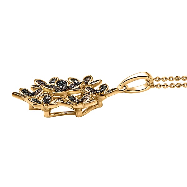D'Joy Multi Color Diamond 0.50 Ctw Blooming Brilliance Pendant Necklace In 18K Vermeil Yellow Gold Over Sterling Silver 20 Inches