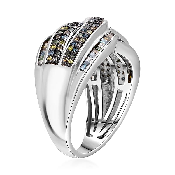 D'Joy Multi Diamond 1.00 Ctw Infinity Ring In Platinum Over Sterling Silver
