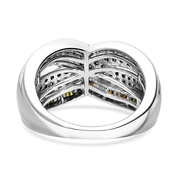 D'Joy Multi Diamond 1.00 Ctw Infinity Ring In Platinum Over Sterling Silver