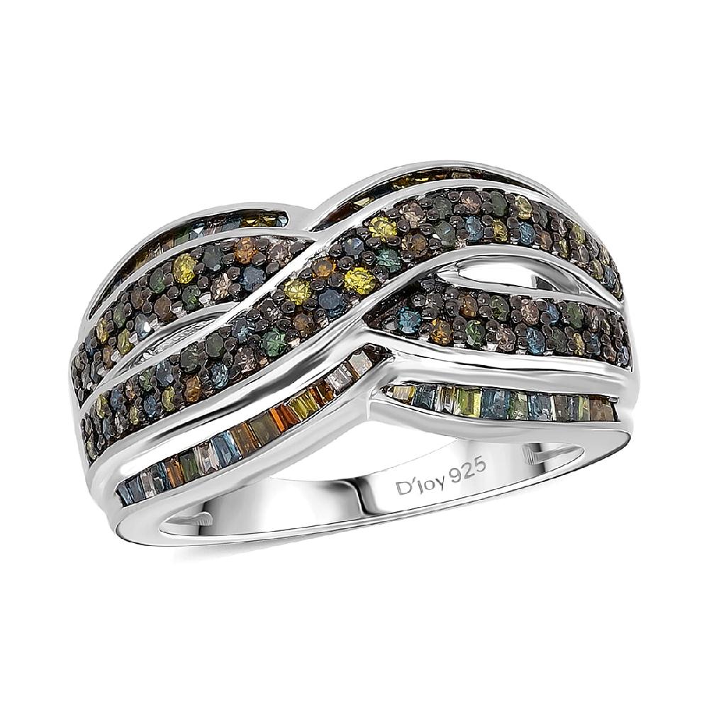 D'Joy Multi Diamond 1.00 ctw Infinity Ring in Platinum Over Sterling Silver