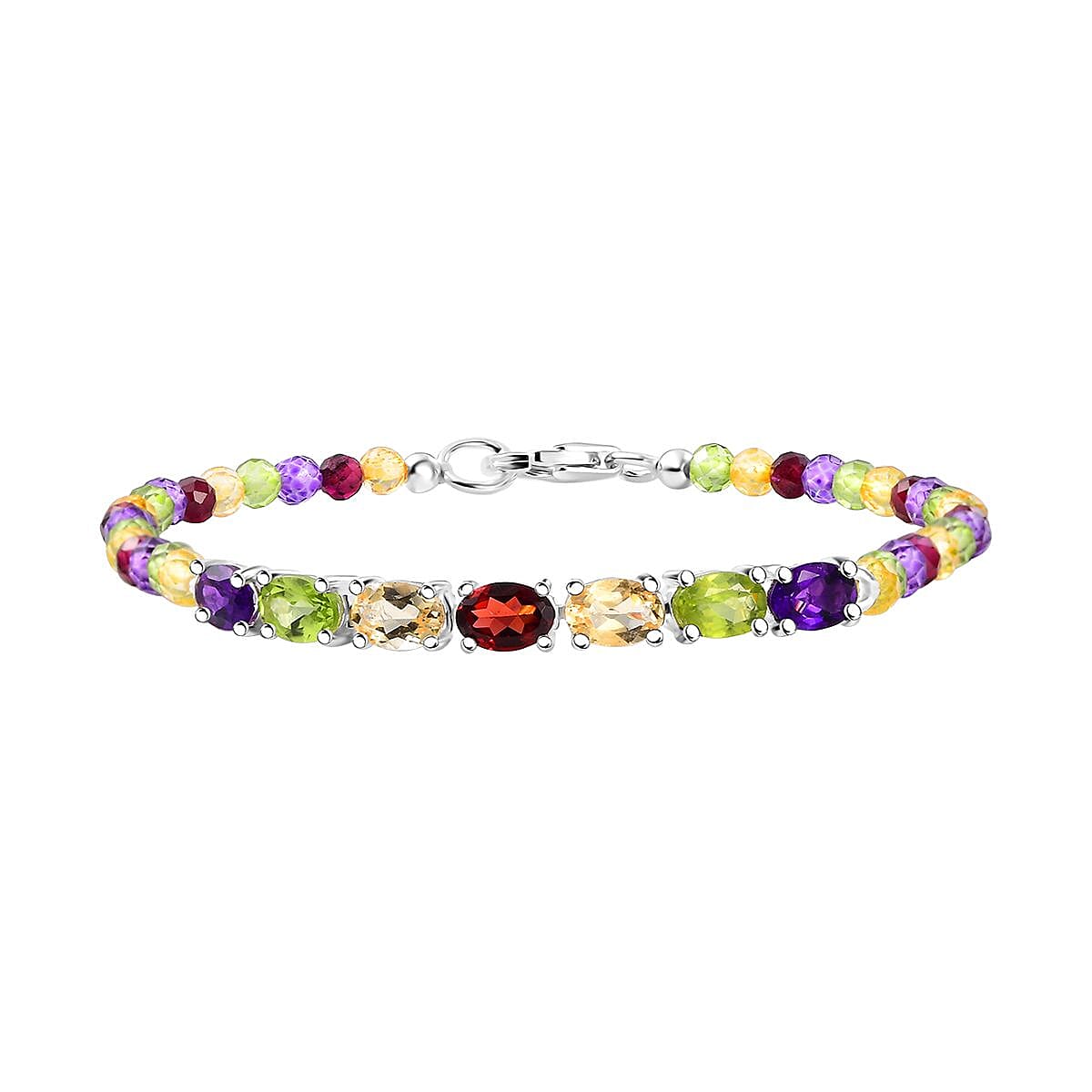 D'Joy Multi Gemstone 15.30 ctw Bracelet in Sterling Silver (7.25 In)