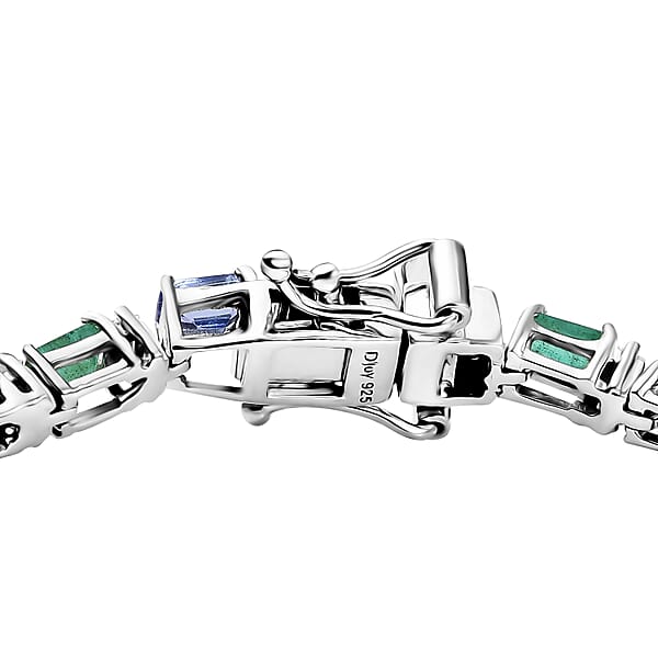 D'Joy Multi Gemstone 7.35 Ctw Floral Vine Bracelet In Rhodium Over Sterling Silver (6.50 In)
