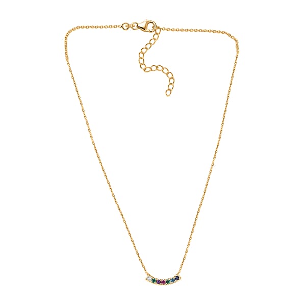 D'Joy Multi Gemstone And Lab Grown Diamond I1 0.90 Ctw Necklace In 18K Vermeil Yellow Gold Over Sterling Silver 18 Inches