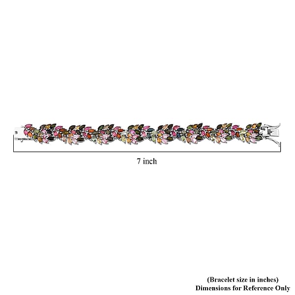 D'Joy Multi-Tourmaline 17.20 Ctw Botanic Symphony Bracelet In Rhodium Over Sterling Silver (6.50 In)