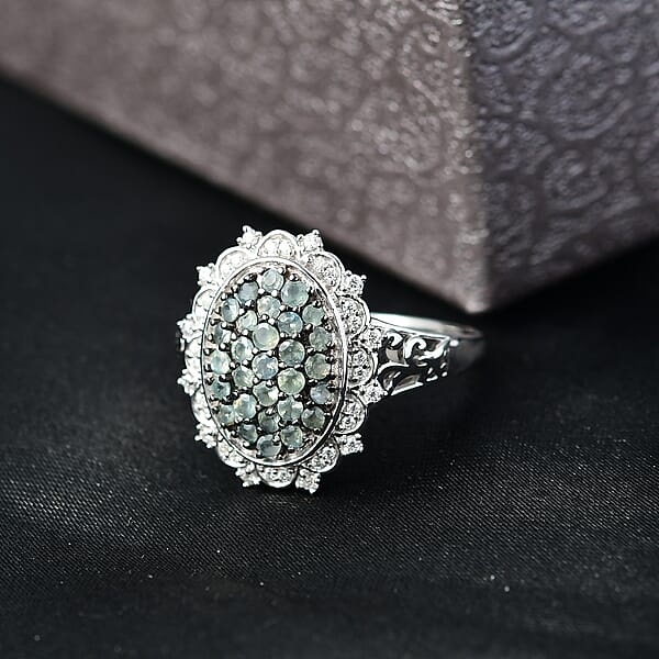 D'Joy Narsipatnam Alexandrite And Moissanite 1.35 Ctw Vine & Bloom Ring In Rhodium Over Sterling Silver