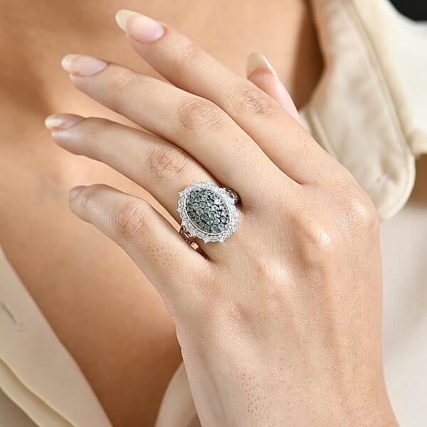 D'Joy Narsipatnam Alexandrite And Moissanite 1.35 Ctw Vine & Bloom Ring In Rhodium Over Sterling Silver