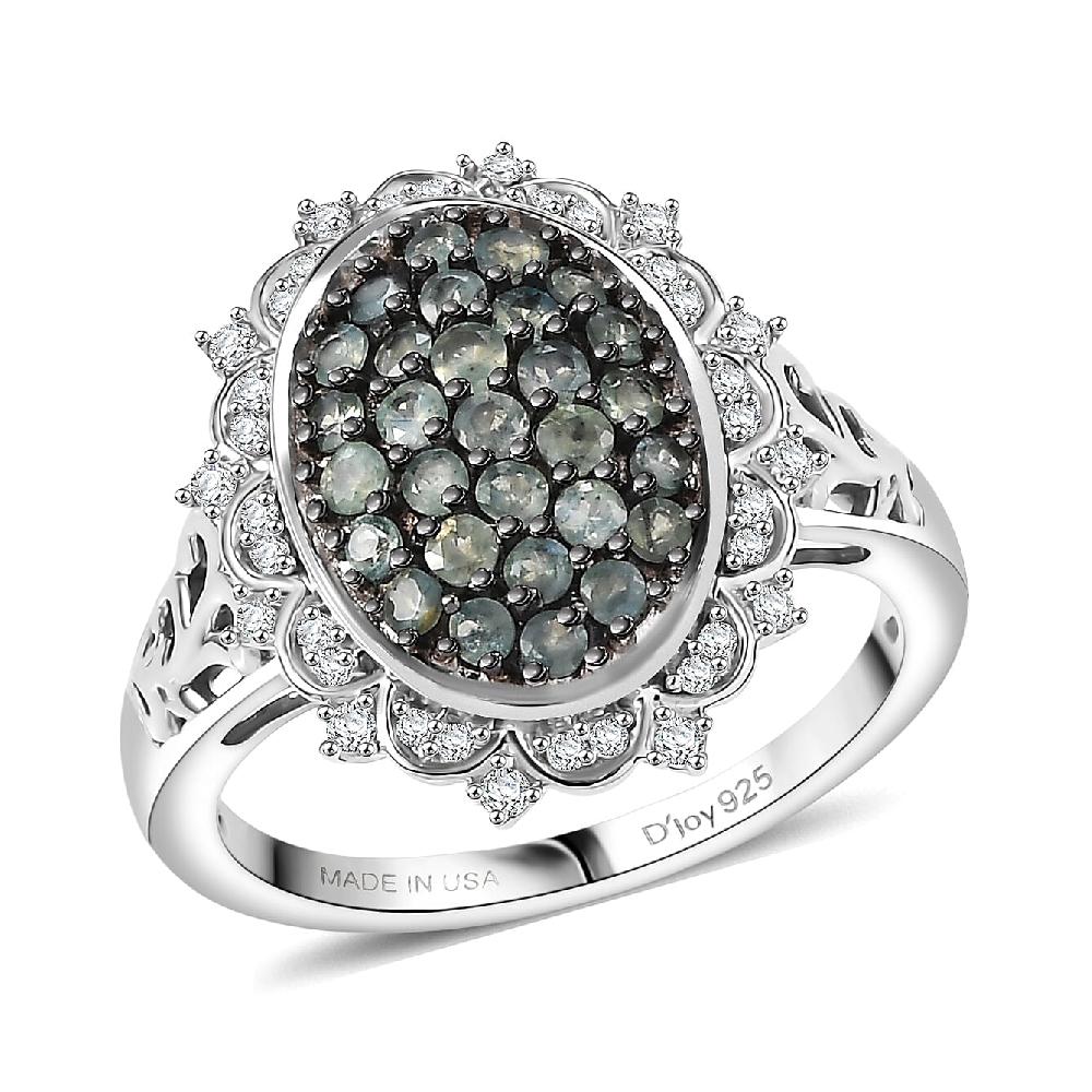 D'Joy Narsipatnam Alexandrite and Moissanite 1.35 ctw Vine & Bloom Ring in Rhodium Over Sterling Silver