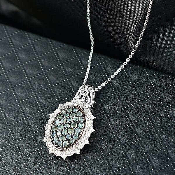 D'Joy Narsipatnam Alexandrite And Moissanite 1.40 Ctw Vine & Bloom Pendant Necklace In Rhodium Over Sterling Silver 20 Inches