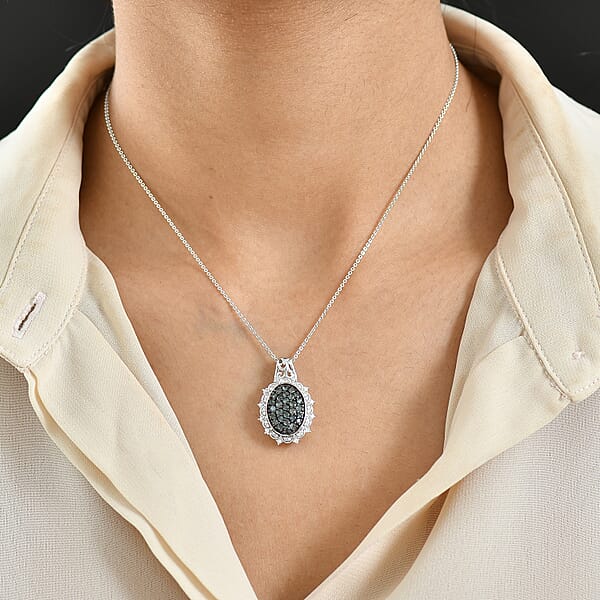 D'Joy Narsipatnam Alexandrite And Moissanite 1.40 Ctw Vine & Bloom Pendant Necklace In Rhodium Over Sterling Silver 20 Inches