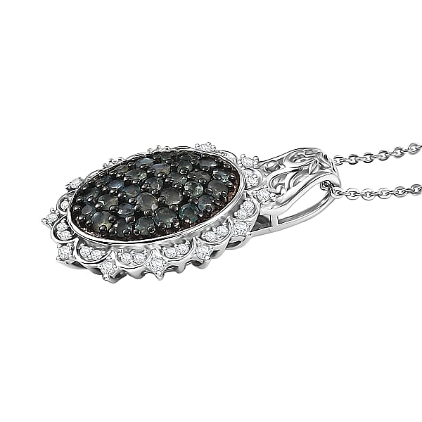 D'Joy Narsipatnam Alexandrite And Moissanite 1.40 Ctw Vine & Bloom Pendant Necklace In Rhodium Over Sterling Silver 20 Inches