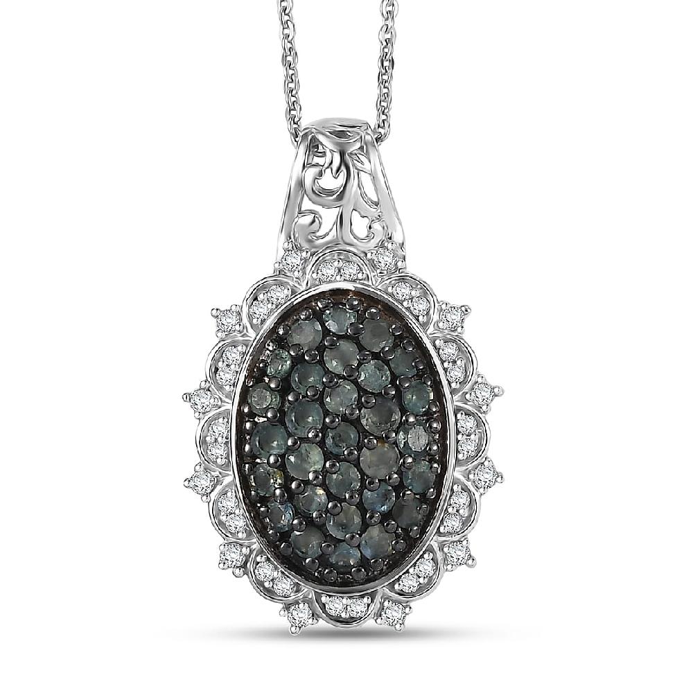 D'Joy Narsipatnam Alexandrite and Moissanite 1.40 ctw Vine & Bloom Pendant Necklace in Rhodium Over Sterling Silver 20 Inches