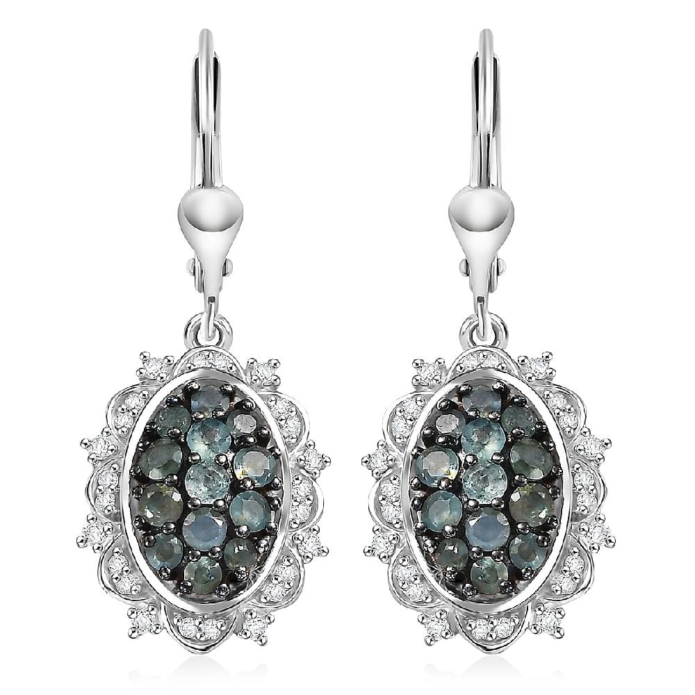 D'Joy Narsipatnam Alexandrite and Moissanite 1.70 ctw Vine & Bloom Earrings in Rhodium Over Sterling Silver