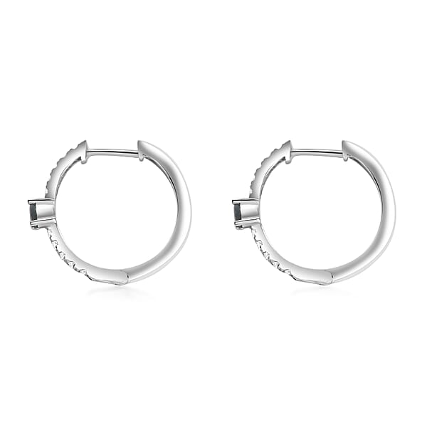 D'Joy Narsipatnam Alexandrite And White Zircon 1.00 Ctw Hoop Earrings In Rhodium Over Sterling Silver