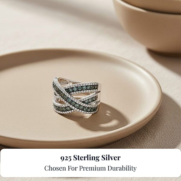 D'Joy Narsipatnam Alexandrite And White Zircon 3.00 Ctw Crossover Bridge Ring In Rhodium Over Sterling Silver