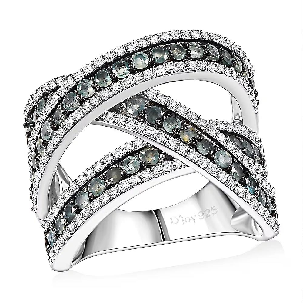 D'Joy Narsipatnam Alexandrite and White Zircon 3.00 ctw Crossover Bridge Ring in Rhodium Over Sterling Silver