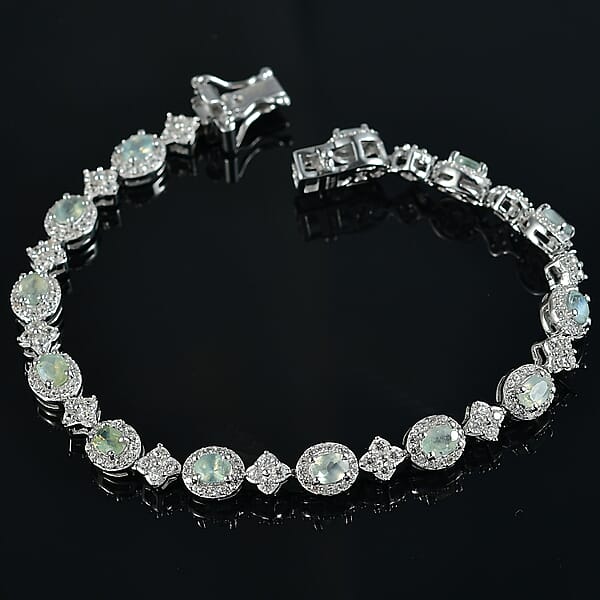 D'Joy Narsipatnam Alexandrite And White Zircon 5.25 Ctw Mystic Flow Bracelet In Rhodium Over Sterling Silver (6.50 In)