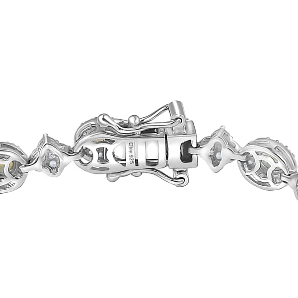 D'Joy Narsipatnam Alexandrite And White Zircon 5.25 Ctw Mystic Flow Bracelet In Rhodium Over Sterling Silver (6.50 In)
