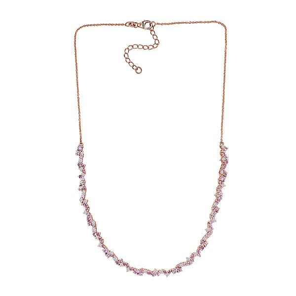 D'Joy Narsipatnam Pink Spinel And Moissanite 6.00 Ctw Whispering Petals Necklace In 18K Vermeil Rose Gold Over Sterling Silver 18 Inches