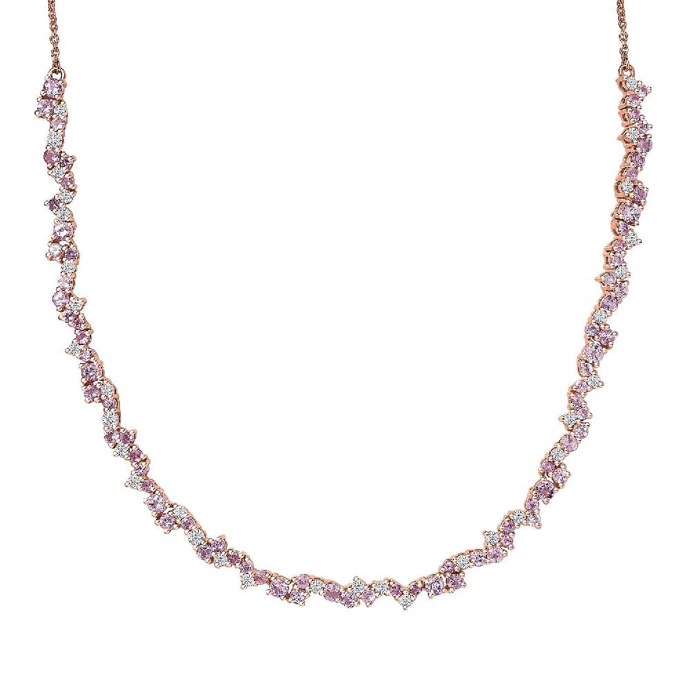 D'Joy Narsipatnam Pink Spinel and Moissanite 6.00 ctw Whispering Petals Necklace in 18K Vermeil Rose Gold Over Sterling Silver 18 Inches