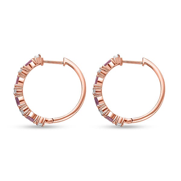 D'Joy Narsipatnam Pink Spinel And White Zircon 2.35 Ctw Hoop Earrings In 18K Vermeil Rose Gold Over Sterling Silver