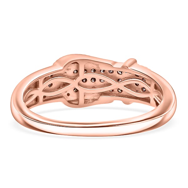 D'Joy Natural Champagne And White Diamond 0.25 Ctw Buckle Ring In 18K Vermeil Rose Gold Over Sterling Silver