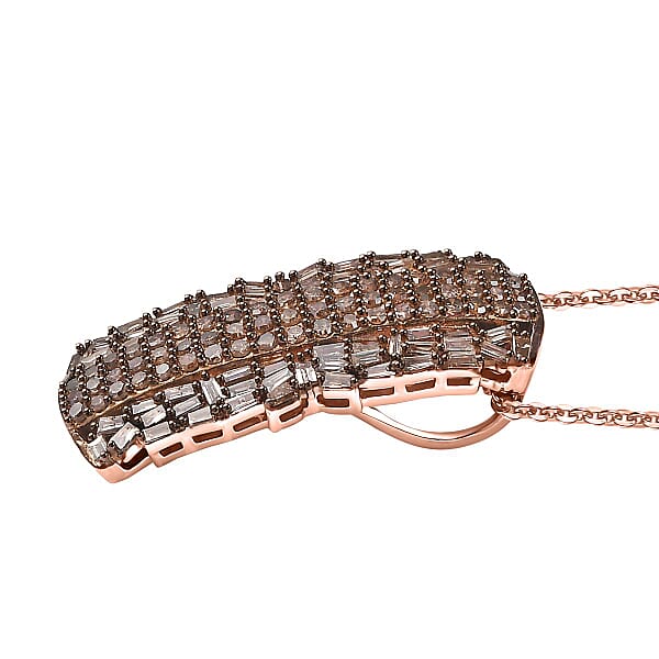 D'Joy Natural Champagne Diamond 1.00 Ctw Starlight Pendant Necklace In 18K Vermeil Rose Gold Over Sterling Silver 20 Inches