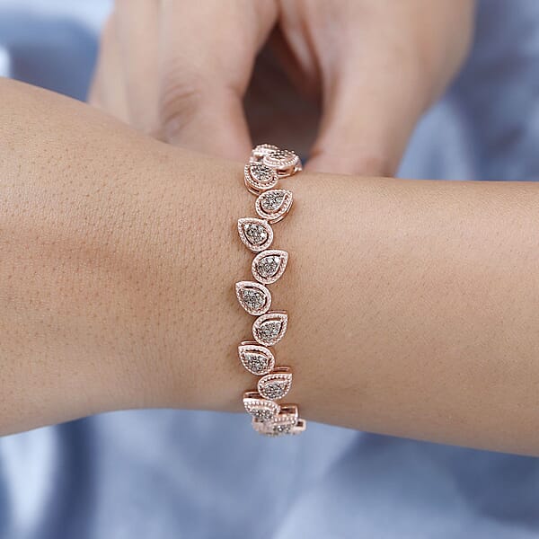 D'Joy Natural Champagne Diamond 2.00 Ctw Bracelet In Vermeil Rose Gold Over Sterling Silver (7.25 In)