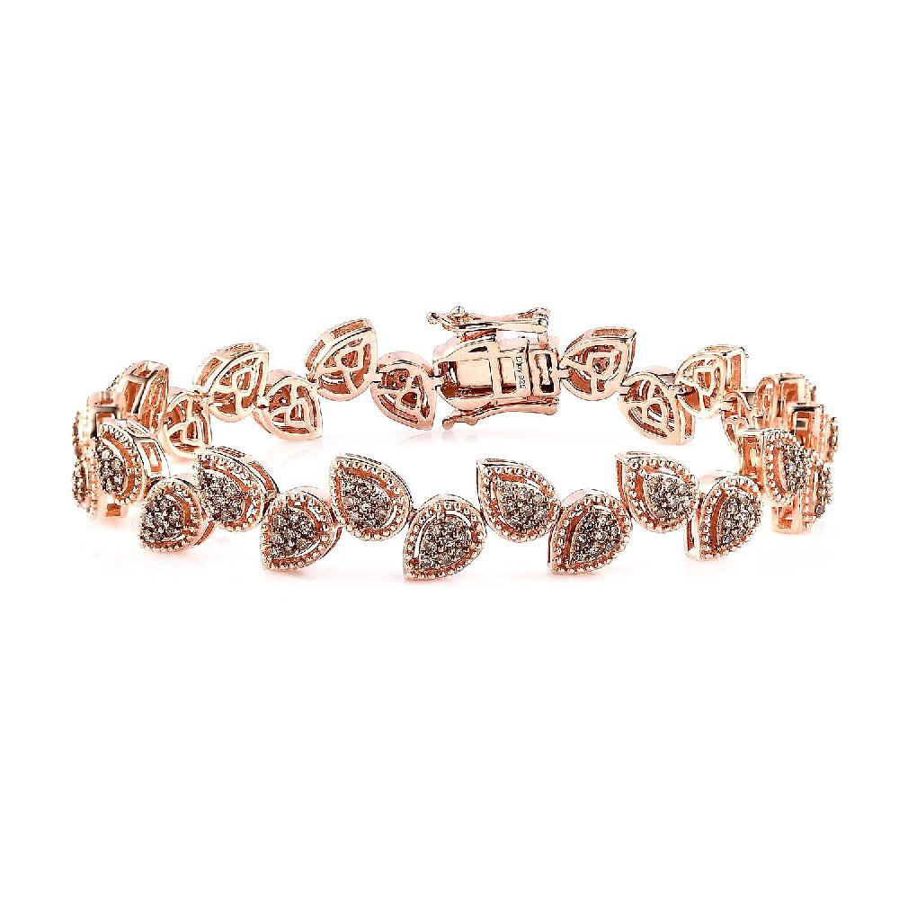 D'Joy Natural Champagne Diamond 2.00 ctw Bracelet in Vermeil Rose Gold Over Sterling Silver (7.25 In)