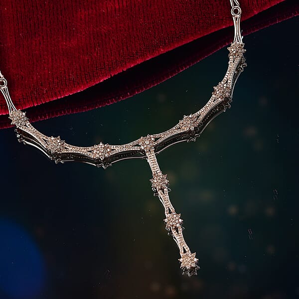 D'Joy Natural Champagne Diamond 2.40 Ctw Necklace In 18K Vermeil Rose Gold Over Sterling Silver 18 Inches