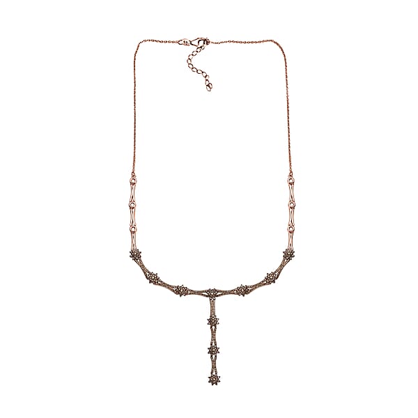 D'Joy Natural Champagne Diamond 2.40 Ctw Necklace In 18K Vermeil Rose Gold Over Sterling Silver 18 Inches